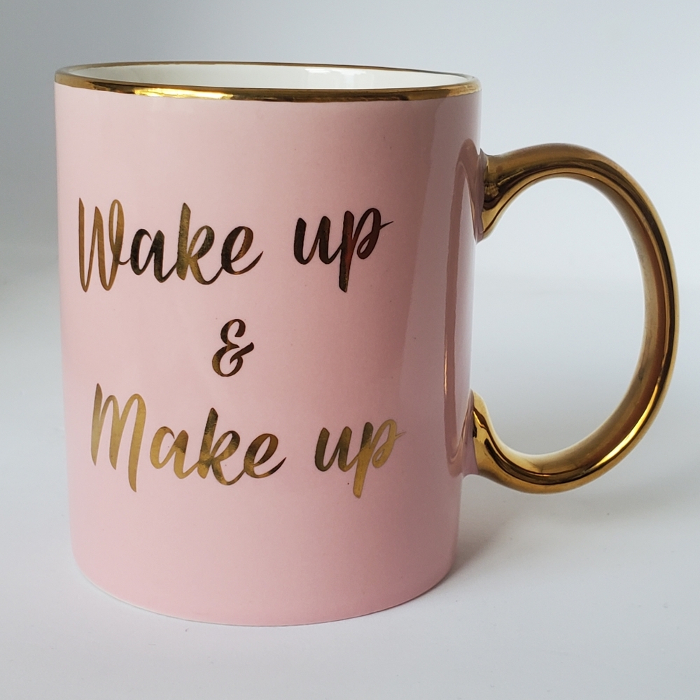 Mary Kay Wake Up & Make Up Mug 350 ml 12 oz Pink and Gold